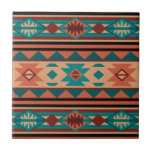 Southwest Tribal Pattern Turquoise Terracotta Tile