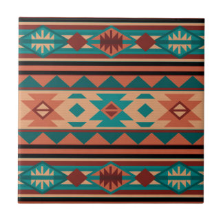 Southwest Tribal Pattern Turquoise Terracotta Tile