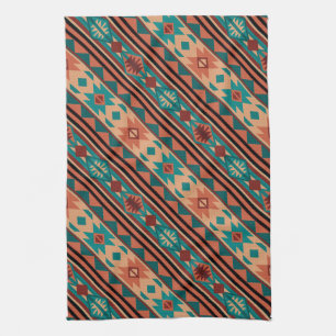 Southwest Tribal Pattern Turquoise Terracotta Towel