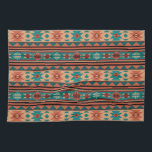 Southwest Tribal Pattern Turquoise Terracotta Towel<br><div class="desc">Native American Indian  southwest style geometric pattern with traditional tones of light and dark turquoise,  adobe beige,  terracotta,  and black. Ideal for southwest New Mexico,  Arizona,  Colorado,  and Utah desert home decorating.</div>