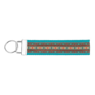 Southwest Tribal Pattern Turquoise Terracotta Wrist Keychain