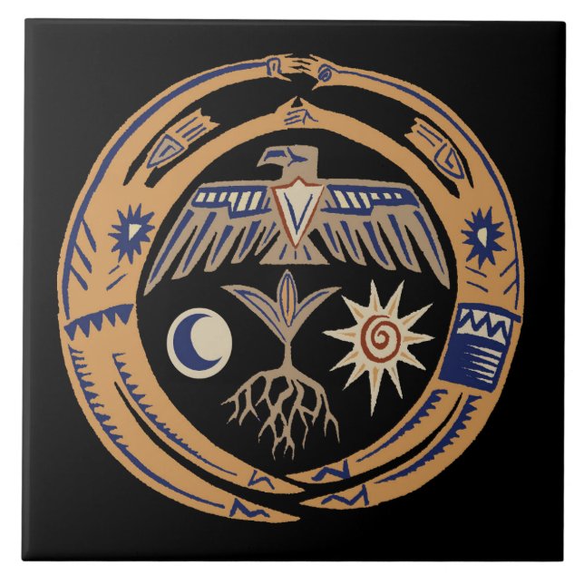 Southwest Tribal Rain Dance  Ceramic Tile (Front)