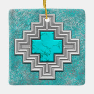 Southwest Turquoise Ceramic Ornament