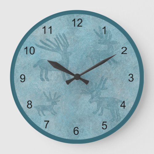 Southwest Turquoise Deer Petroglyph Design Large Clock