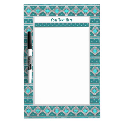 Southwest Turquoise Geometric Personalized Dry Erase Board