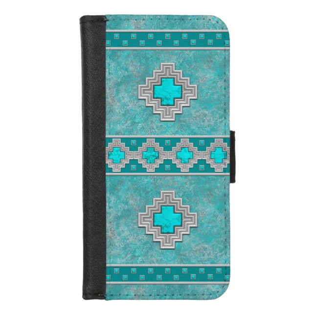 Southwest Turquoise iPhone Wallet Case (Front)