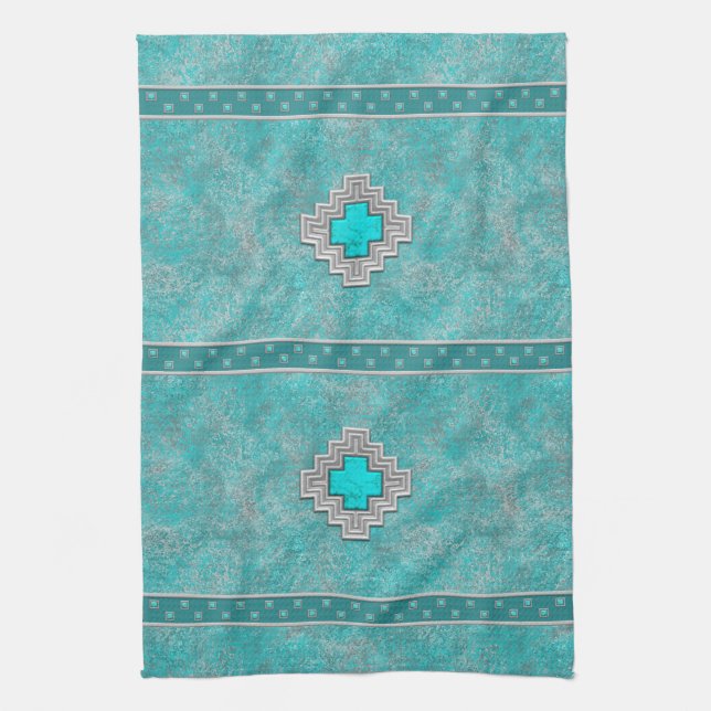 Southwest Turquoise Kitchen Towel (Vertical)