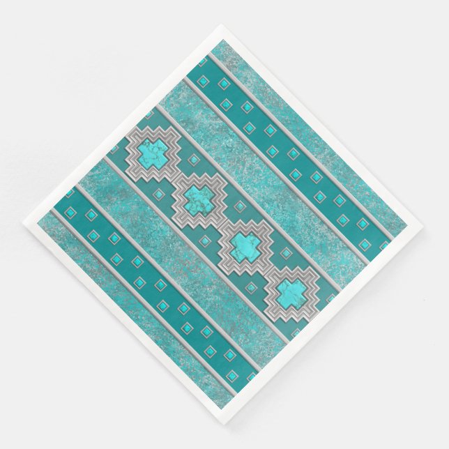 Southwest Turquoise Paper Dinner Napkins (Corner)