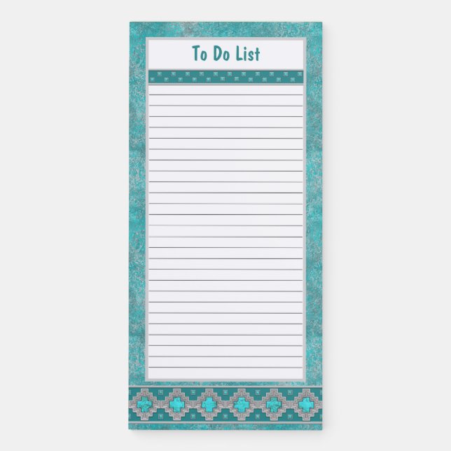 Southwest Turquoise Stone Custom Magnetic Notepad (Front)