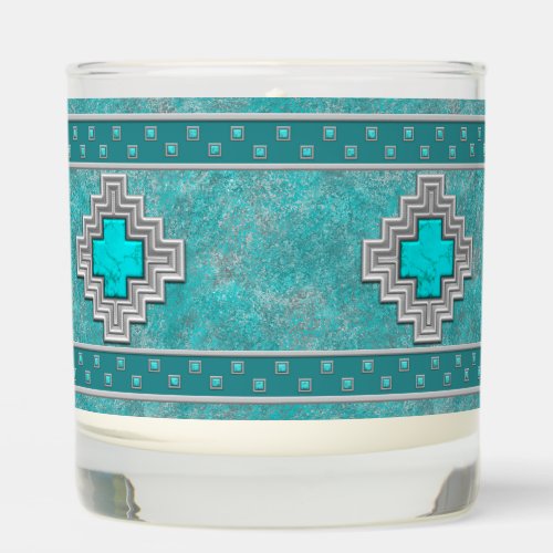 Southwest Turquoise Stone Geometric Pattern Scented Candle