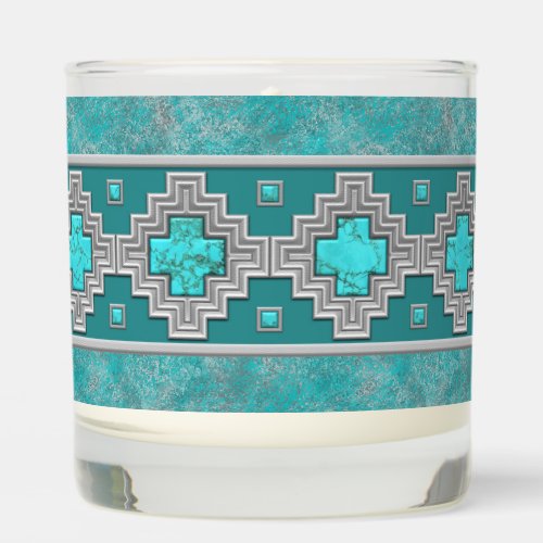 Southwest Turquoise Stone Geometric Pattern Scented Candle