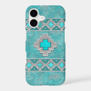 Southwest Turquoise Stone Geometric Personalized iPhone 17 Case