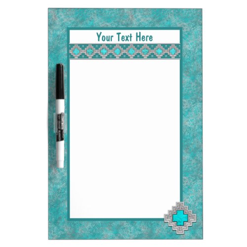 Southwest Turquoise Stone Texture Personalized Dry Erase Board