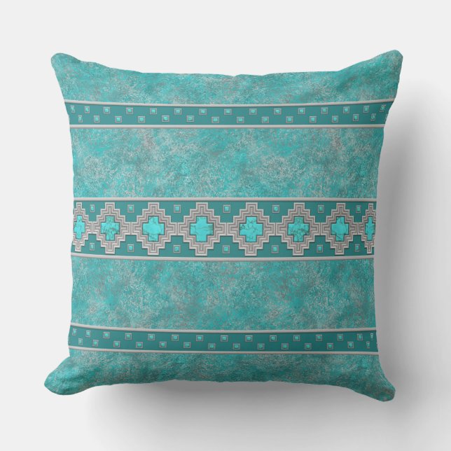 Southwest Turquoise Throw Pillow (Front)