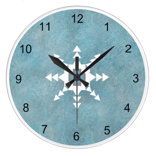 Southwest Turquoise Winter Snowflake Geometric Large Clock