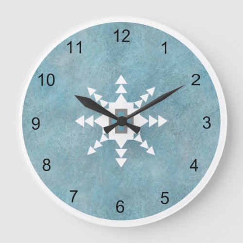 Southwest Turquoise Winter Snowflake Geometric Large Clock