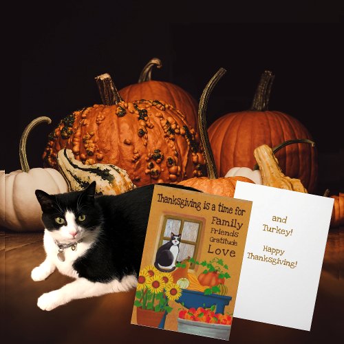 Southwest Tuxedo Cat Thanksgiving  Card