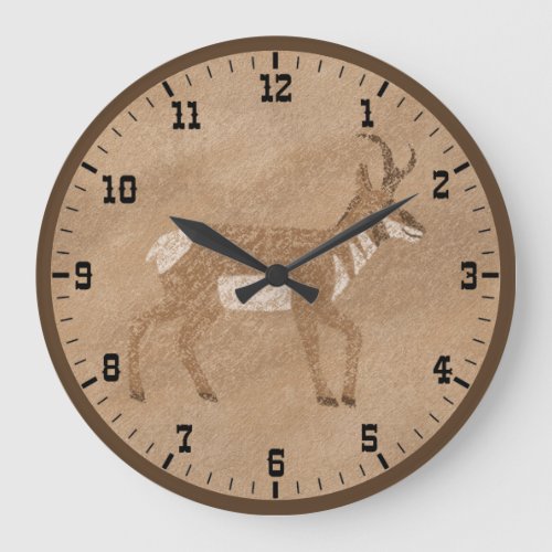 Southwest Walking Pronghorn Antelope Old West Large Clock