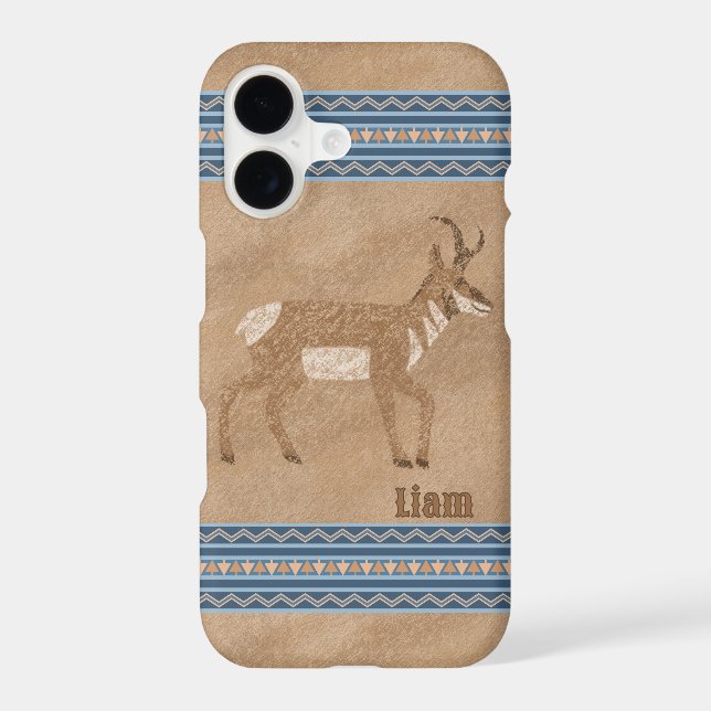 Southwest Walking Pronghorn Antelope Personalized iPhone Case (Back)