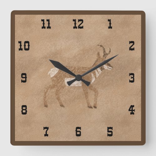 Southwest Walking Pronghorn Antelope Square Wall Clock