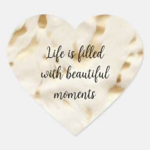 Southwest Western Gold White Cowhide  Heart Sticker