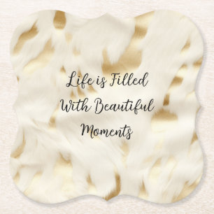 Southwest Western Gold White Cowhide Paper Coaster