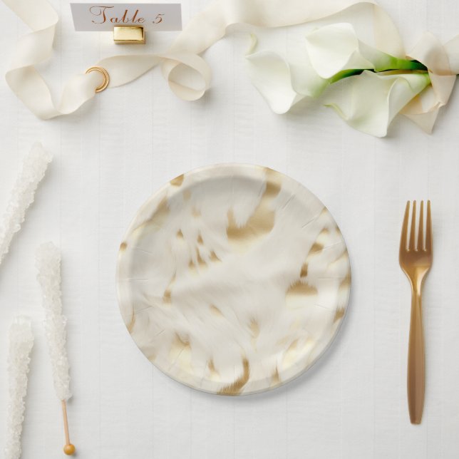 Southwest Western Gold White Cowhide  Paper Plates (Wedding)