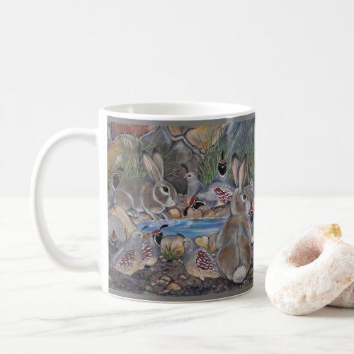 Southwest Wildlife Quail Rabbit Bird Feeder Nature Coffee Mug