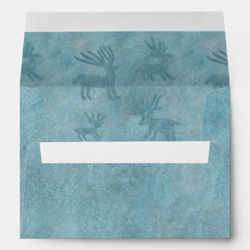 Southwest Winter Deer Blue  Envelope