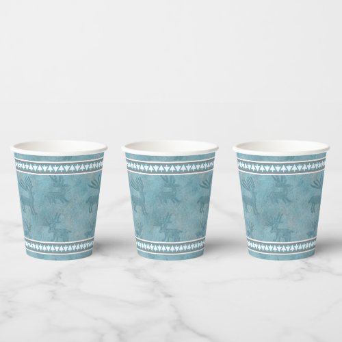 Southwest Winter Frolicking Deer And Pine Pattern Paper Cups