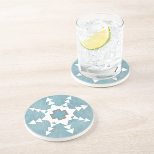 Southwest Winter Geometric Snowflake Design Coaster
