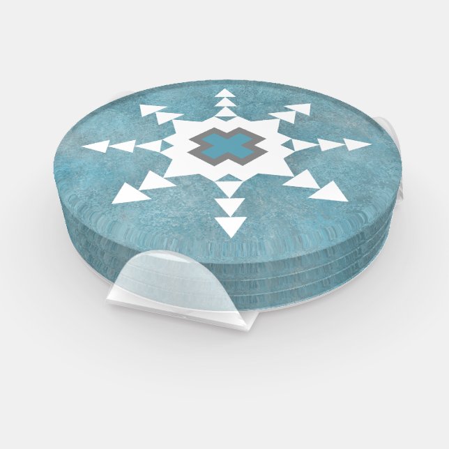 Southwest Winter Geometric Snowflake Design Coaster Set (Set)