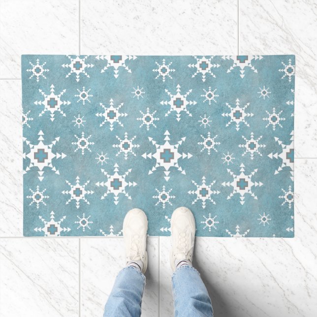 Southwest Winter Geometric Snowflake Design Doormat (Indoor)