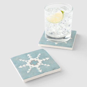 Southwest Winter Geometric Snowflake Design Stone Coaster