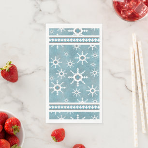 Southwest Winter Geometric Snowflakes & Pine Trees Paper Guest Towels