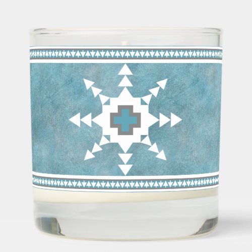 Southwest Winter Pines and Geometric Snowflakes Scented Candle