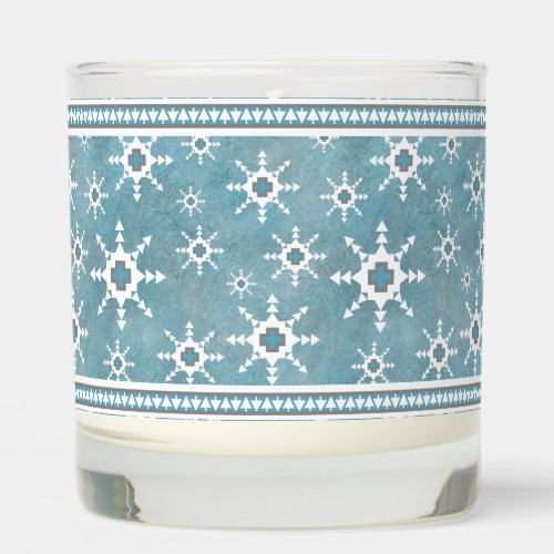 Southwest Winter Pines and Geometric Snowflakes Scented Candle