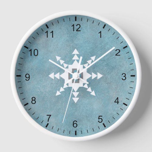 Southwest Winter Snowflake Modern Framed Clock