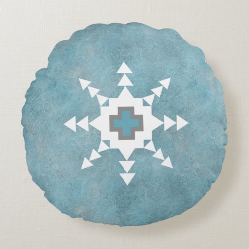 Southwest Winter Snowflake Round Pillow