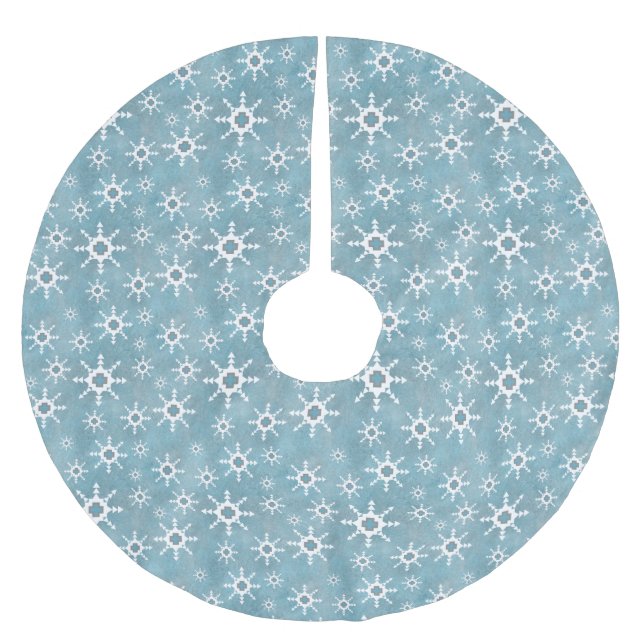 Southwest Winter Snowflakes Brushed Polyester Tree Skirt (Front)