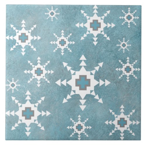 Southwest Winter Snowflakes Ceramic Tile