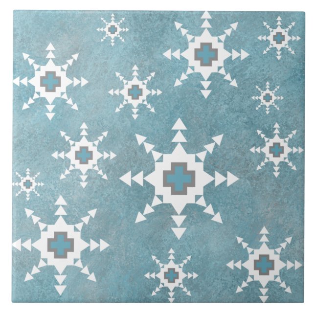Southwest Winter Snowflakes Ceramic Tile (Front)
