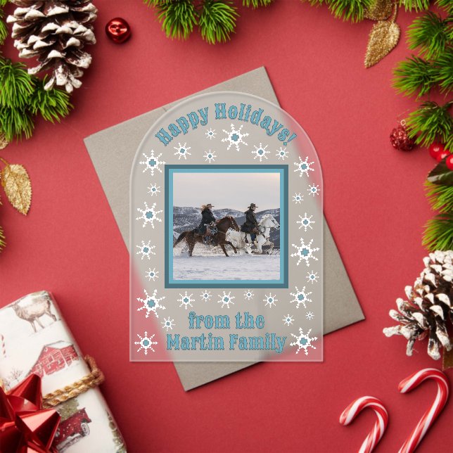 Southwest Winter Snowflakes Custom Greeting Card Acrylic Invitations (Insitu (Holiday))