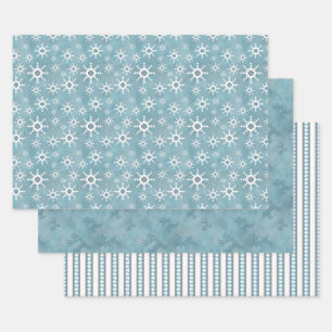 Southwest Winter Snowflakes Deer Pines Pattern Wrapping Paper Sheets