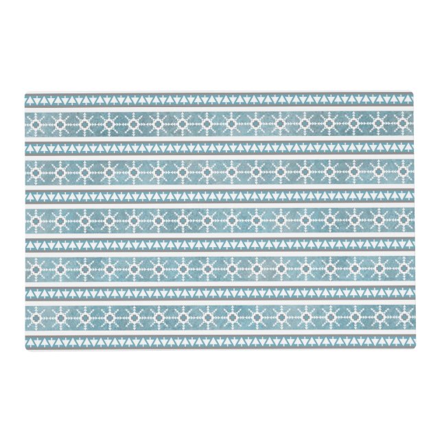 Southwest Winter Snowflakes & Pine Trees Blue Placemat (Front)