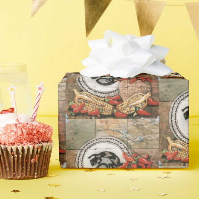 Southwest Wrapping Paper Lizard Indian Basket Corn (Birthday Party)