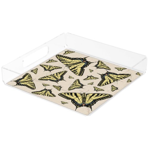 Southwest Yellow Swallowtail Butterflies All Over Acrylic Tray