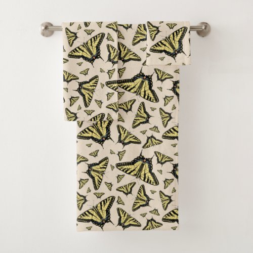 Southwest Yellow Swallowtail Butterflies All Over  Bath Towel Set