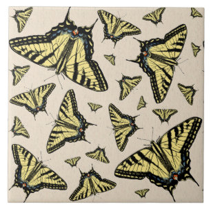 Southwest Yellow Swallowtail Butterflies All Over Ceramic Tile
