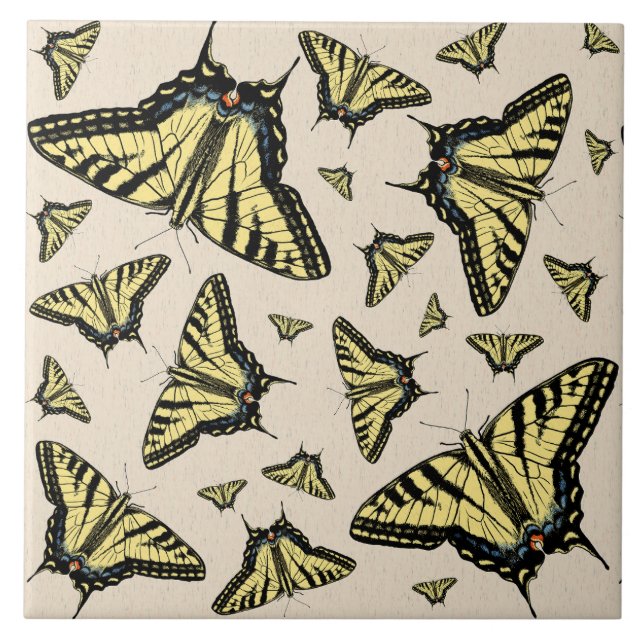 Southwest Yellow Swallowtail Butterflies All Over  Ceramic Tile (Front)